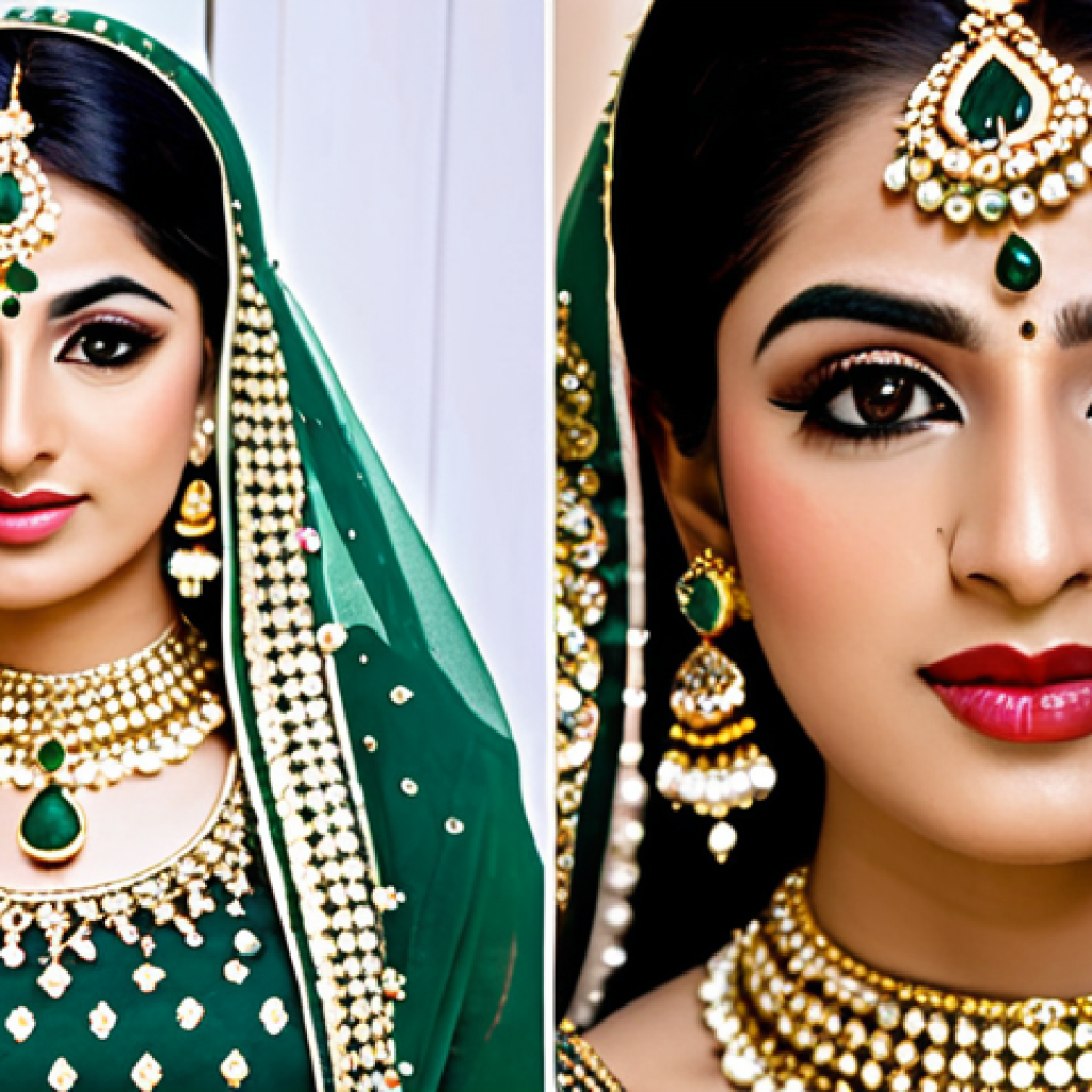 소셜 미디어와 뷰티 트렌드 - Modern Pakistani Wedding Makeup**
"A beautiful Pakistani bride with traditional wedding jewelry (ma...