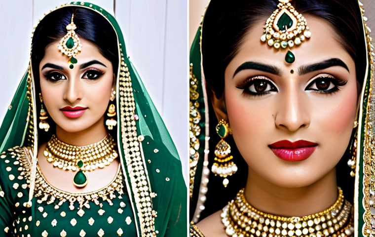 소셜 미디어와 뷰티 트렌드 - Modern Pakistani Wedding Makeup**
"A beautiful Pakistani bride with traditional wedding jewelry (ma...