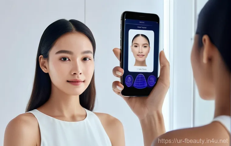 AI 기반 뷰티 제품 분석 - **AI-Powered Personalized Skincare Analysis:** A vibrant and diverse young woman, in her late 20s, w...