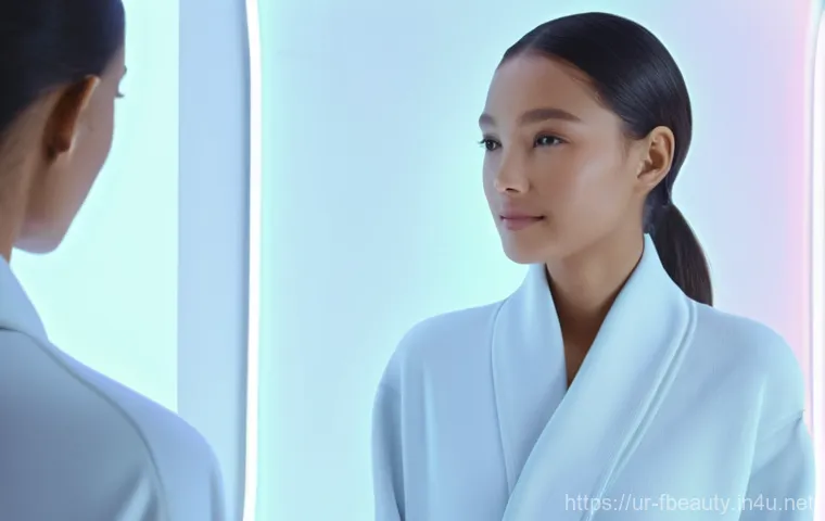 미래의 뷰티 소비 패턴 - **Prompt:** "A diverse individual, appearing to be in their late 20s, with a radiant and healthy com...