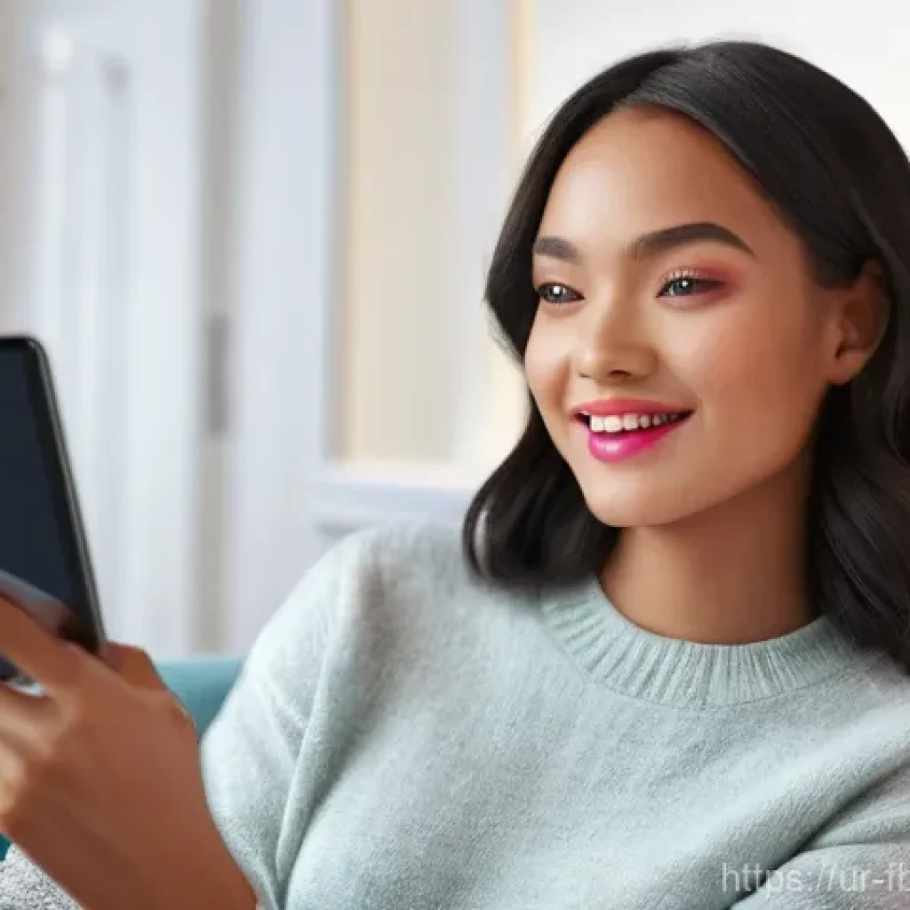 증강 현실을 활용한 뷰티 마케팅 - **Prompt 1: The Magic of Virtual Try-On at Home**
"A vibrant, medium shot of a young woman (20s)...