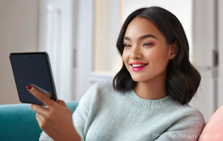 증강 현실을 활용한 뷰티 마케팅 - **Prompt 1: The Magic of Virtual Try-On at Home**
"A vibrant, medium shot of a young woman (20s)...